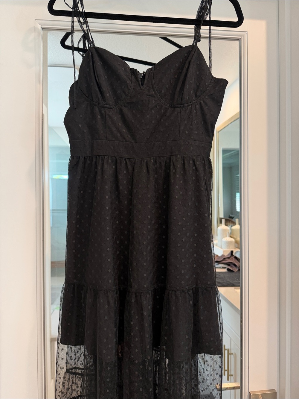 Lulu's Black Tiered Dot Mesh Maxi Dress